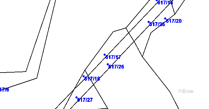 Parcela st. 617/17 v KÚ Hrbov, Katastrální mapa