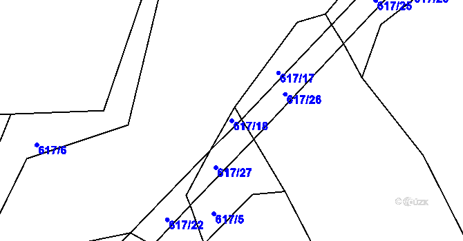 Parcela st. 617/18 v KÚ Hrbov, Katastrální mapa