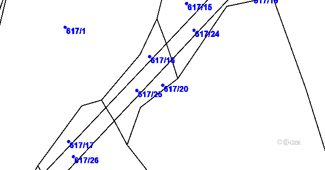 Parcela st. 617/20 v KÚ Hrbov, Katastrální mapa