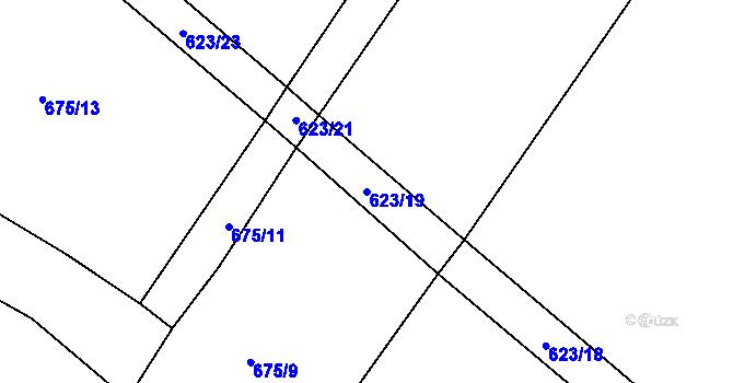 Parcela st. 623/19 v KÚ Hrbov, Katastrální mapa