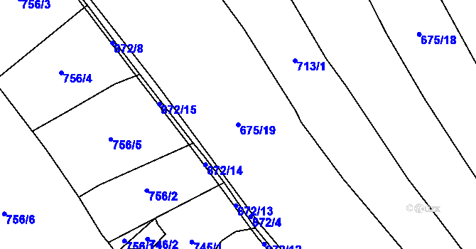 Parcela st. 675/19 v KÚ Hrbov, Katastrální mapa
