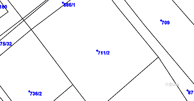 Parcela st. 711/2 v KÚ Hrbov, Katastrální mapa