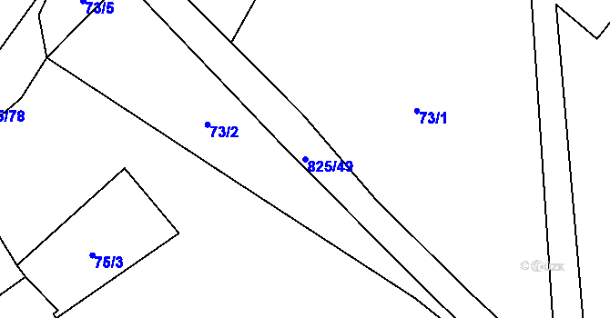 Parcela st. 825/49 v KÚ Hrbov, Katastrální mapa