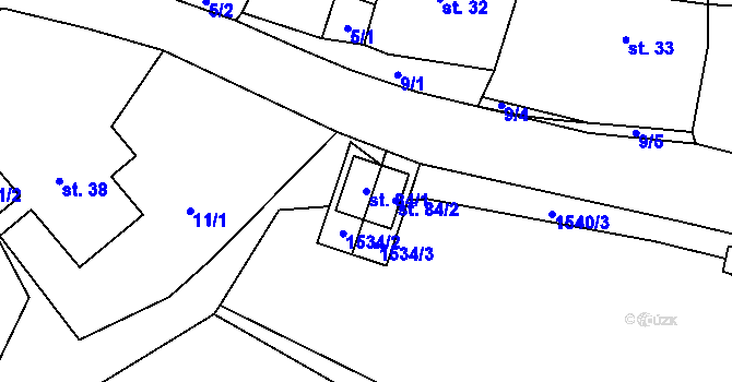 Parcela st. 84/1 v KÚ Hrbov u Velkého Meziříčí, Katastrální mapa