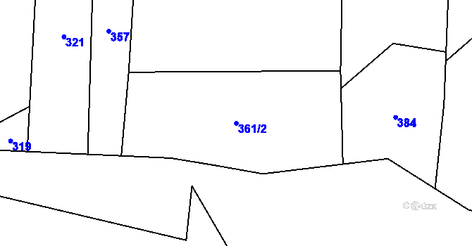 Parcela st. 361/2 v KÚ Hrbov u Velkého Meziříčí, Katastrální mapa
