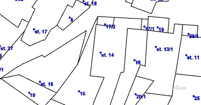 Parcela st. 14 v KÚ Svařenov, Katastrální mapa