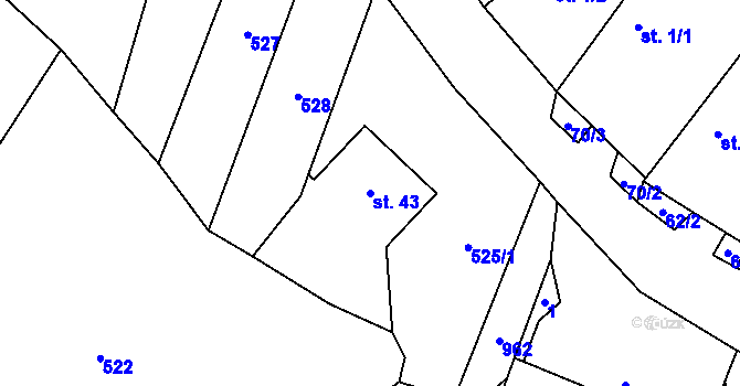 Parcela st. 43 v KÚ Svařenov, Katastrální mapa