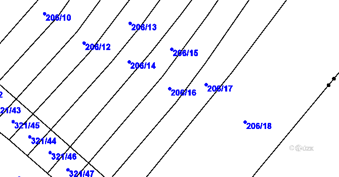 Parcela st. 206/16 v KÚ Svařenov, Katastrální mapa