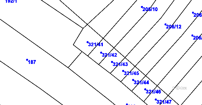 Parcela st. 321/42 v KÚ Svařenov, Katastrální mapa
