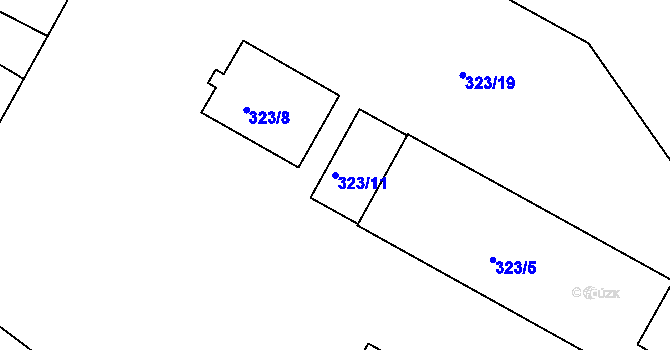Parcela st. 323/11 v KÚ Hrbovice, Katastrální mapa