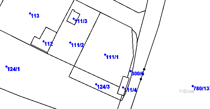Parcela st. 111/1 v KÚ Hrbovice, Katastrální mapa