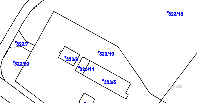 Parcela st. 323/19 v KÚ Hrbovice, Katastrální mapa