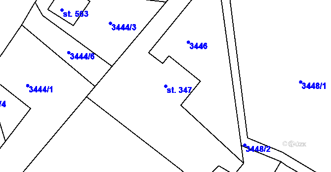 Parcela st. 347 v KÚ Hrčava, Katastrální mapa