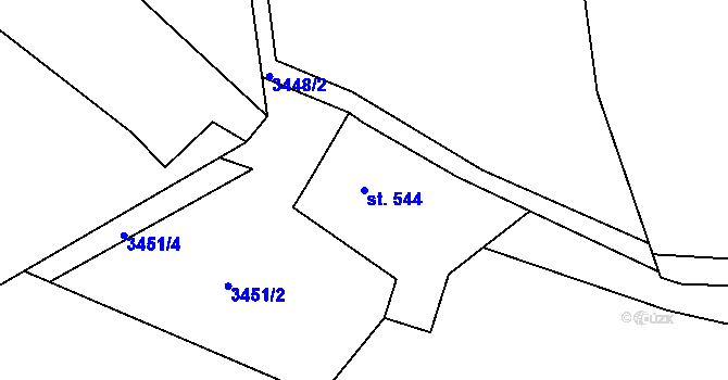 Parcela st. 544 v KÚ Hrčava, Katastrální mapa