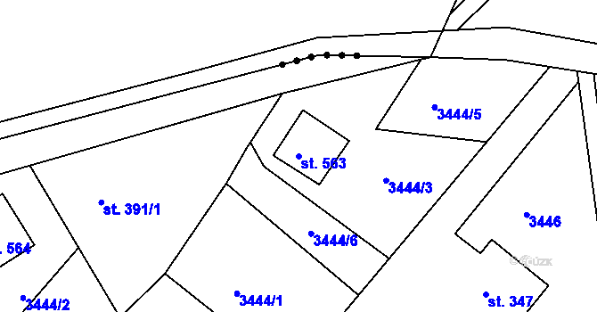Parcela st. 563 v KÚ Hrčava, Katastrální mapa