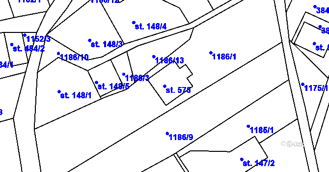 Parcela st. 575 v KÚ Hrčava, Katastrální mapa