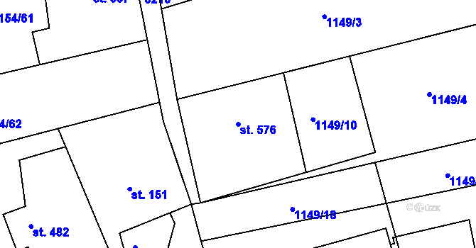 Parcela st. 576 v KÚ Hrčava, Katastrální mapa