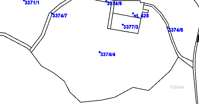 Parcela st. 3374/4 v KÚ Hrčava, Katastrální mapa