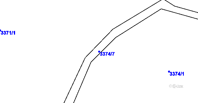 Parcela st. 3374/7 v KÚ Hrčava, Katastrální mapa