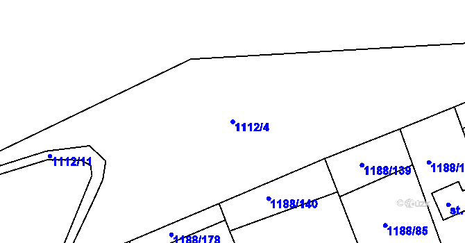 Parcela st. 1112/4 v KÚ Hrčava, Katastrální mapa