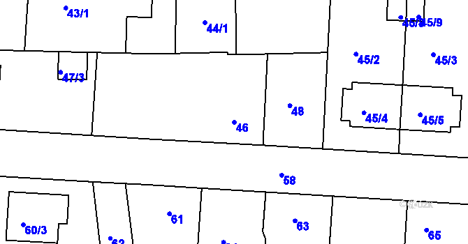 Parcela st. 46 v KÚ Hrdějovice, Katastrální mapa