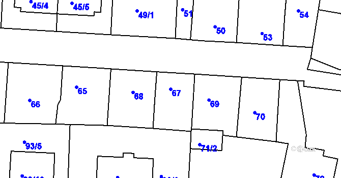Parcela st. 67 v KÚ Hrdějovice, Katastrální mapa