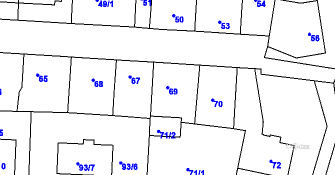 Parcela st. 69 v KÚ Hrdějovice, Katastrální mapa
