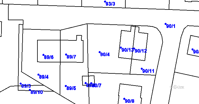 Parcela st. 90/4 v KÚ Hrdějovice, Katastrální mapa