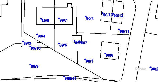 Parcela st. 90/7 v KÚ Hrdějovice, Katastrální mapa