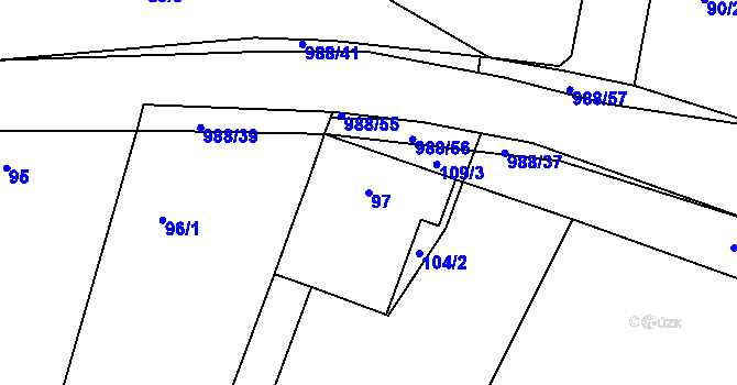 Parcela st. 97 v KÚ Hrdějovice, Katastrální mapa