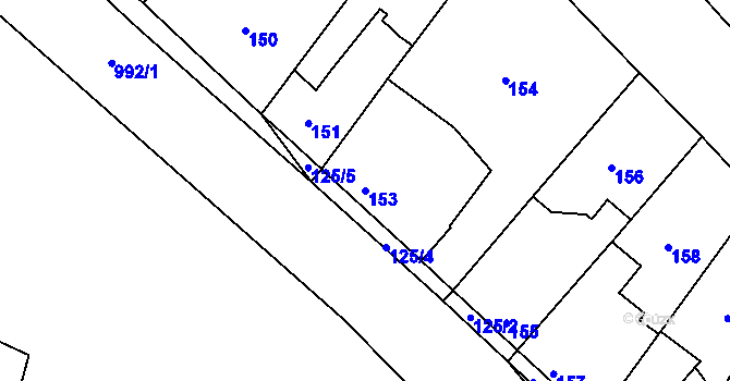 Parcela st. 153 v KÚ Hrdějovice, Katastrální mapa