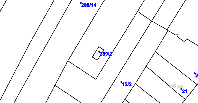 Parcela st. 289/2 v KÚ Hrdějovice, Katastrální mapa