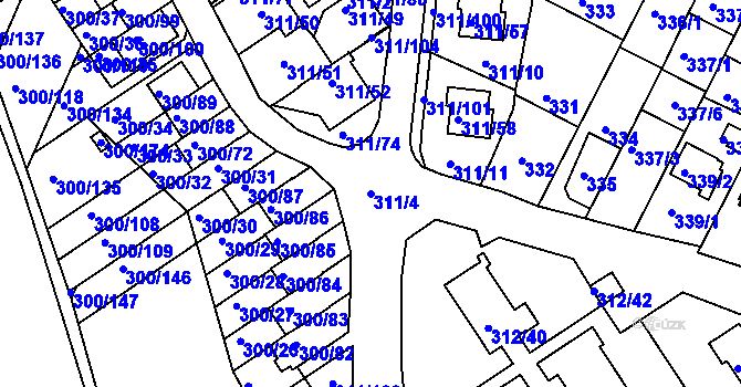 Parcela st. 311/4 v KÚ Hrdějovice, Katastrální mapa