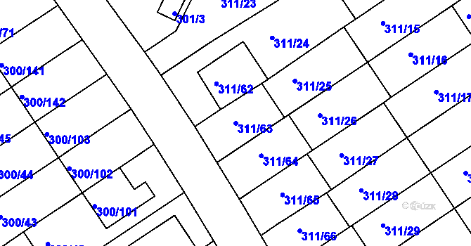 Parcela st. 311/63 v KÚ Hrdějovice, Katastrální mapa