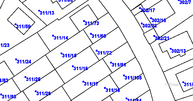 Parcela st. 311/72 v KÚ Hrdějovice, Katastrální mapa