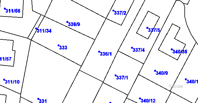 Parcela st. 336/1 v KÚ Hrdějovice, Katastrální mapa