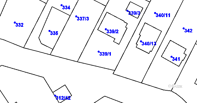 Parcela st. 339/1 v KÚ Hrdějovice, Katastrální mapa