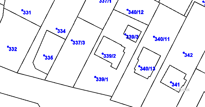 Parcela st. 339/2 v KÚ Hrdějovice, Katastrální mapa
