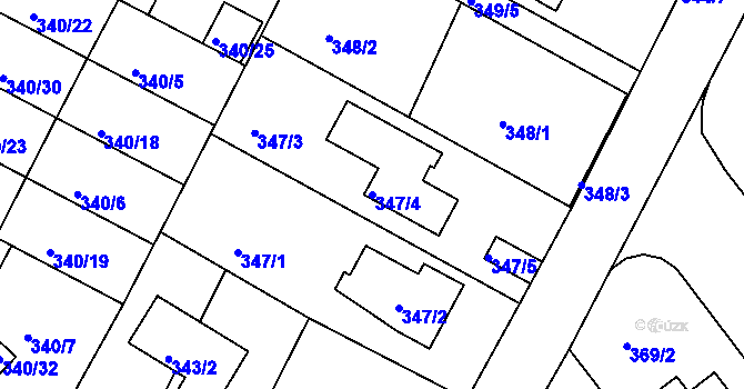 Parcela st. 347/4 v KÚ Hrdějovice, Katastrální mapa