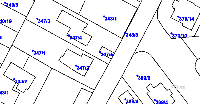 Parcela st. 347/5 v KÚ Hrdějovice, Katastrální mapa