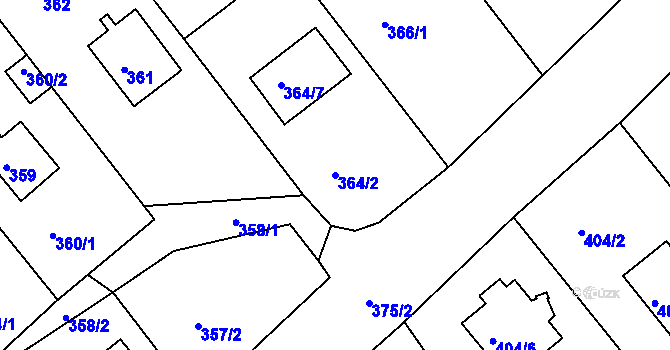 Parcela st. 364/2 v KÚ Hrdějovice, Katastrální mapa
