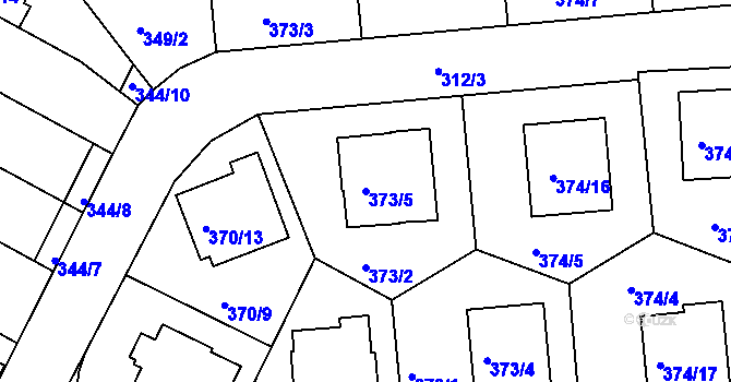 Parcela st. 373/5 v KÚ Hrdějovice, Katastrální mapa