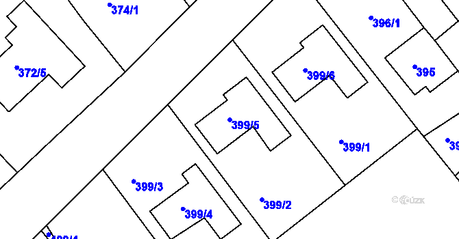 Parcela st. 399/5 v KÚ Hrdějovice, Katastrální mapa
