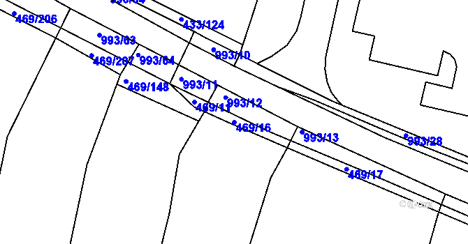 Parcela st. 469/16 v KÚ Hrdějovice, Katastrální mapa
