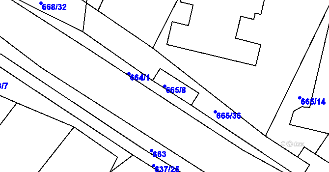 Parcela st. 665/8 v KÚ Hrdějovice, Katastrální mapa