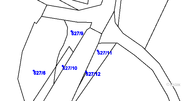 Parcela st. 527/11 v KÚ Hrdějovice, Katastrální mapa