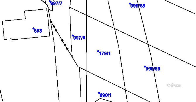 Parcela st. 179/1 v KÚ Hrdějovice, Katastrální mapa