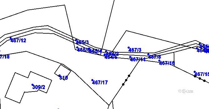 Parcela st. 464/5 v KÚ Hrdějovice, Katastrální mapa