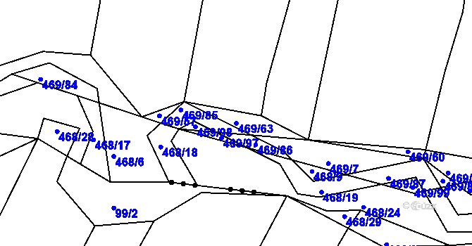 Parcela st. 469/63 v KÚ Hrdějovice, Katastrální mapa
