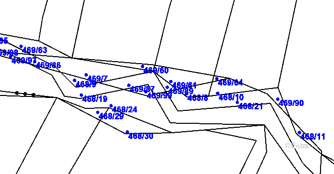 Parcela st. 469/89 v KÚ Hrdějovice, Katastrální mapa